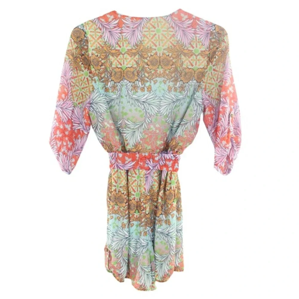 Gianni Bini Romper Botanical Print V-Neck Tie Waist Size S‎ Multicolor